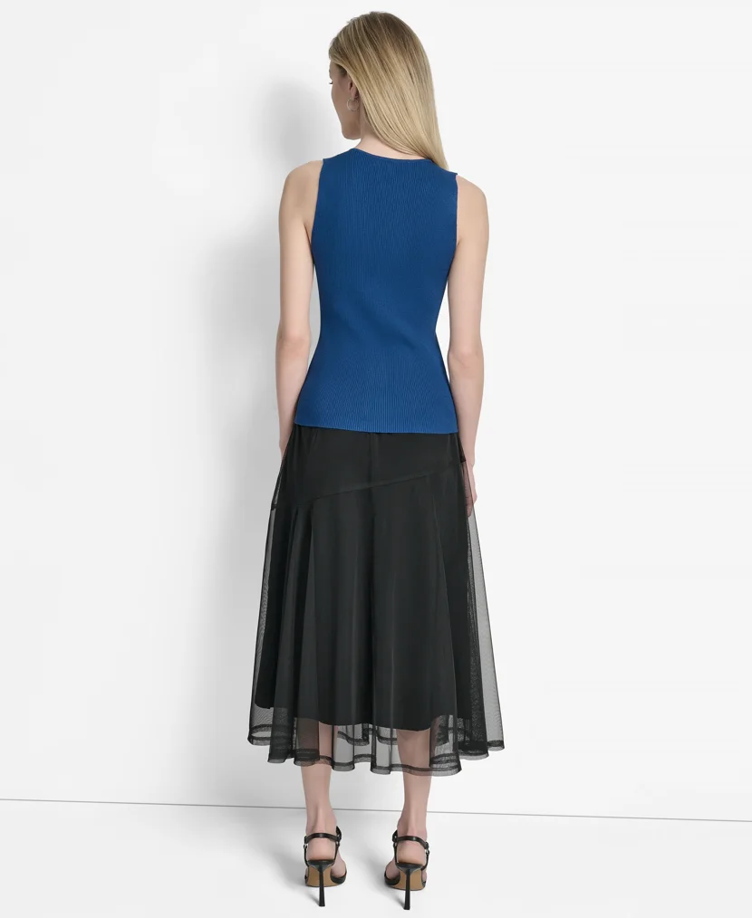 DKNY Áo Len Nữ S/L 2Way Zip Swtr