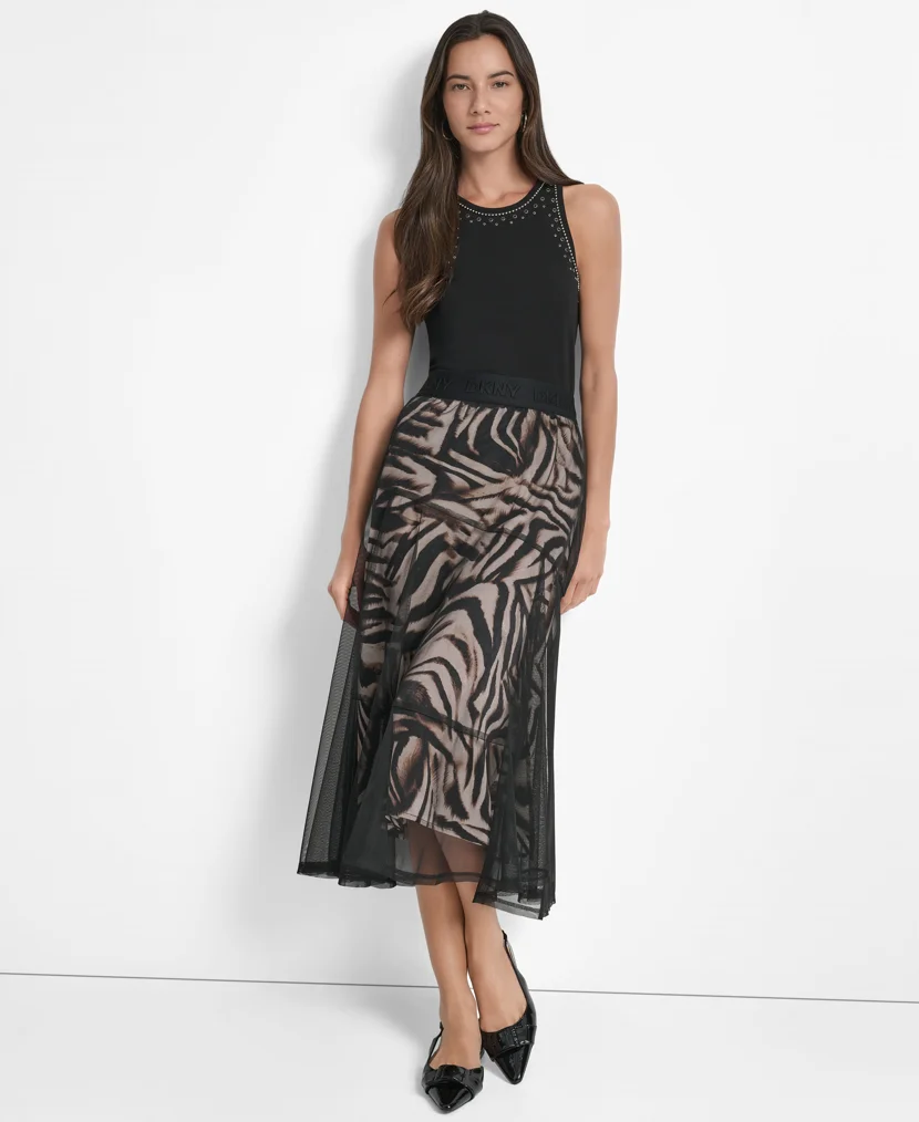 DKNY Váy Nữ Layered Mesh Printed Skirt