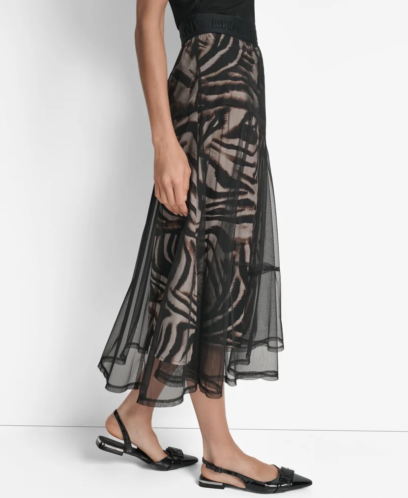 DKNY Váy Nữ Layered Mesh Printed Skirt