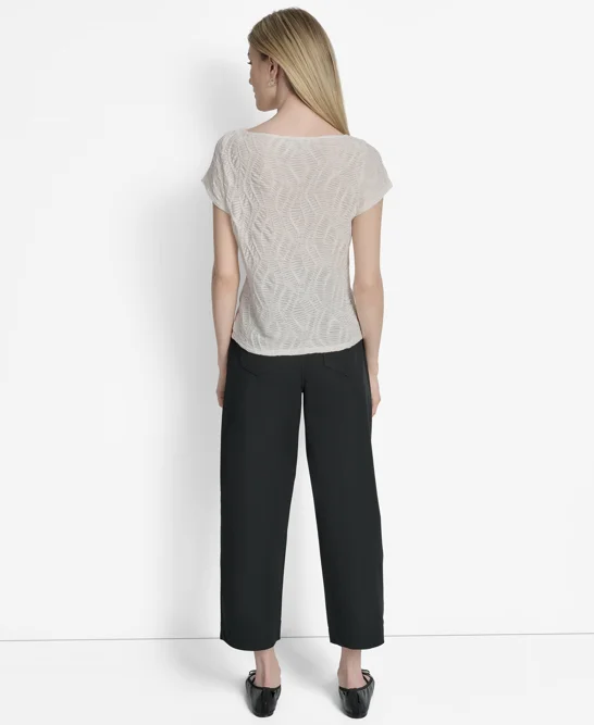 DKNY Áo Thun Nữ S/S Boatneck Textured Knit Top