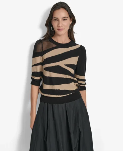 DKNY Áo Len Nữ 3/4 Zerba Print Swtr