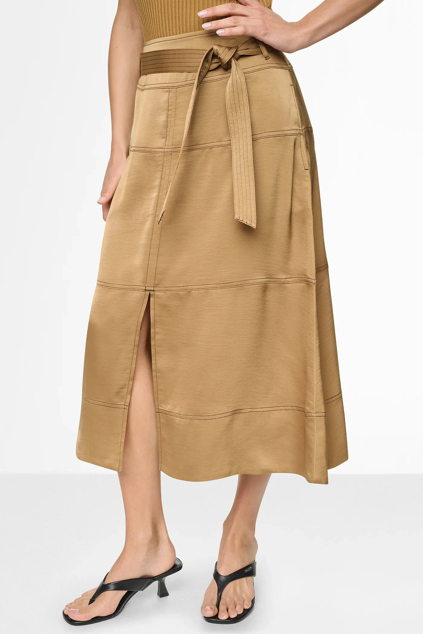DKNY Váy Nữ Tie Waist Cntrst Stitch Skirt