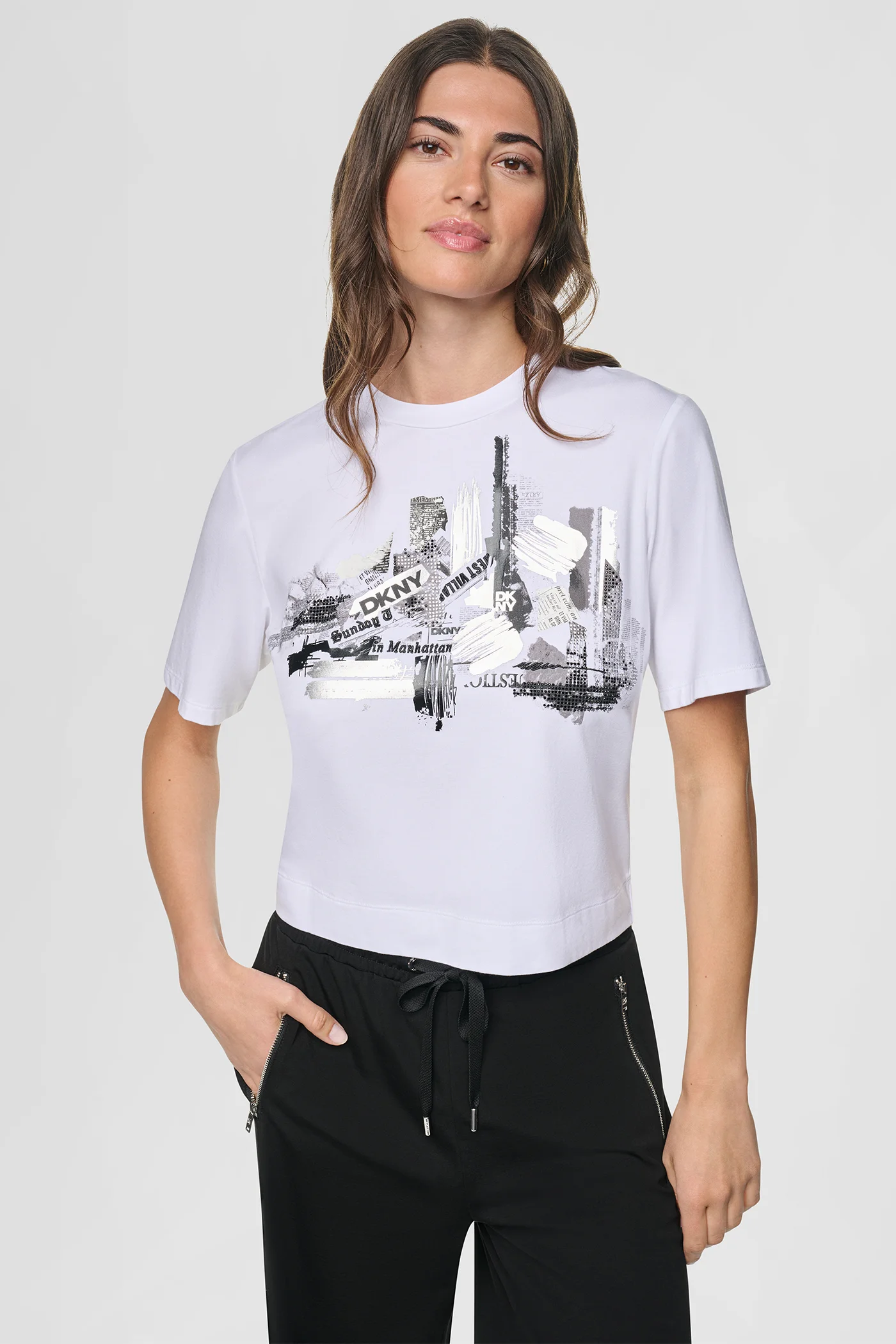 DKNY Áo Thun Nữ S/S Dk City Studded Tee