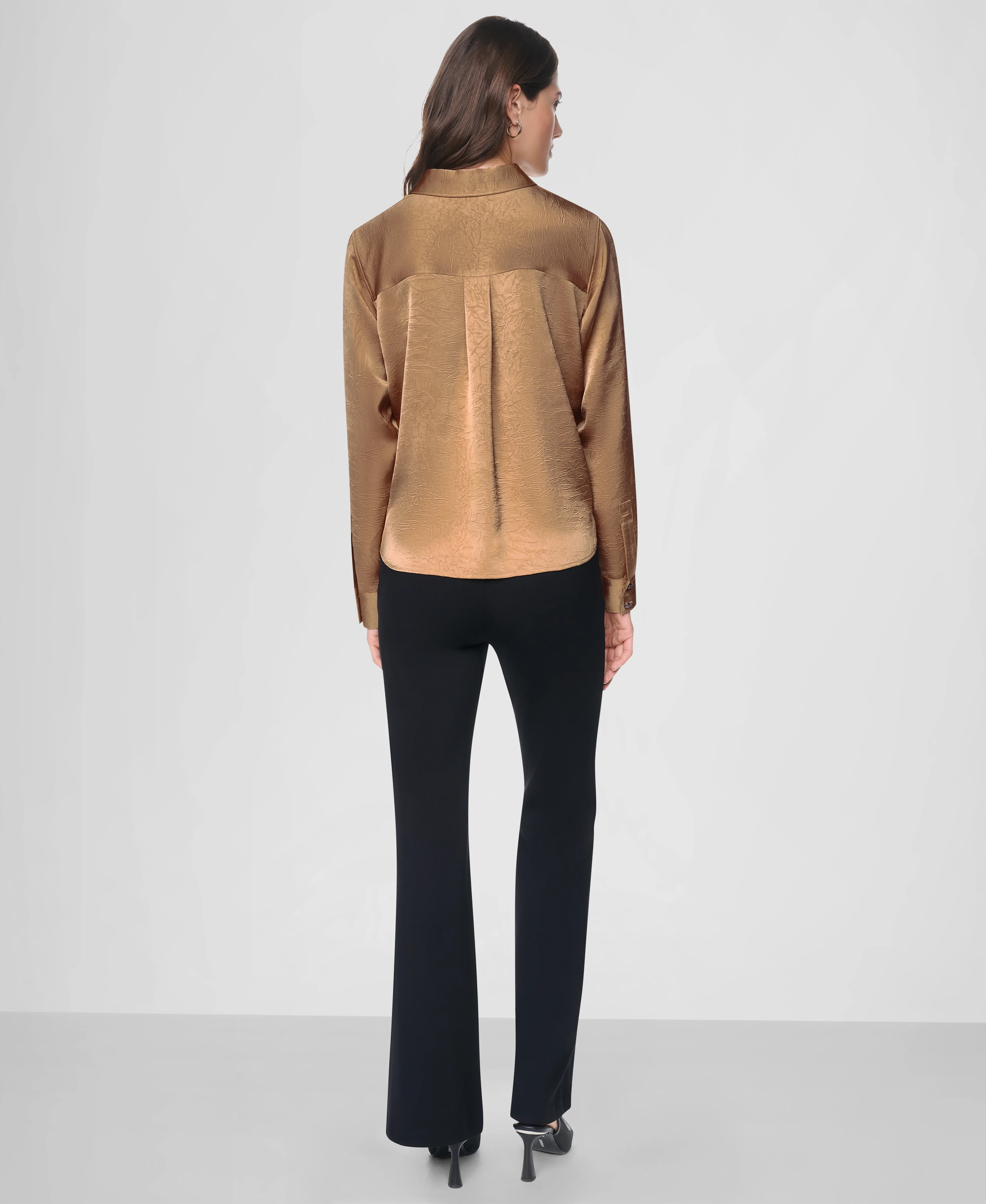 DKNY Áo Sơ Mi Nữ L/S Twist Crease Top