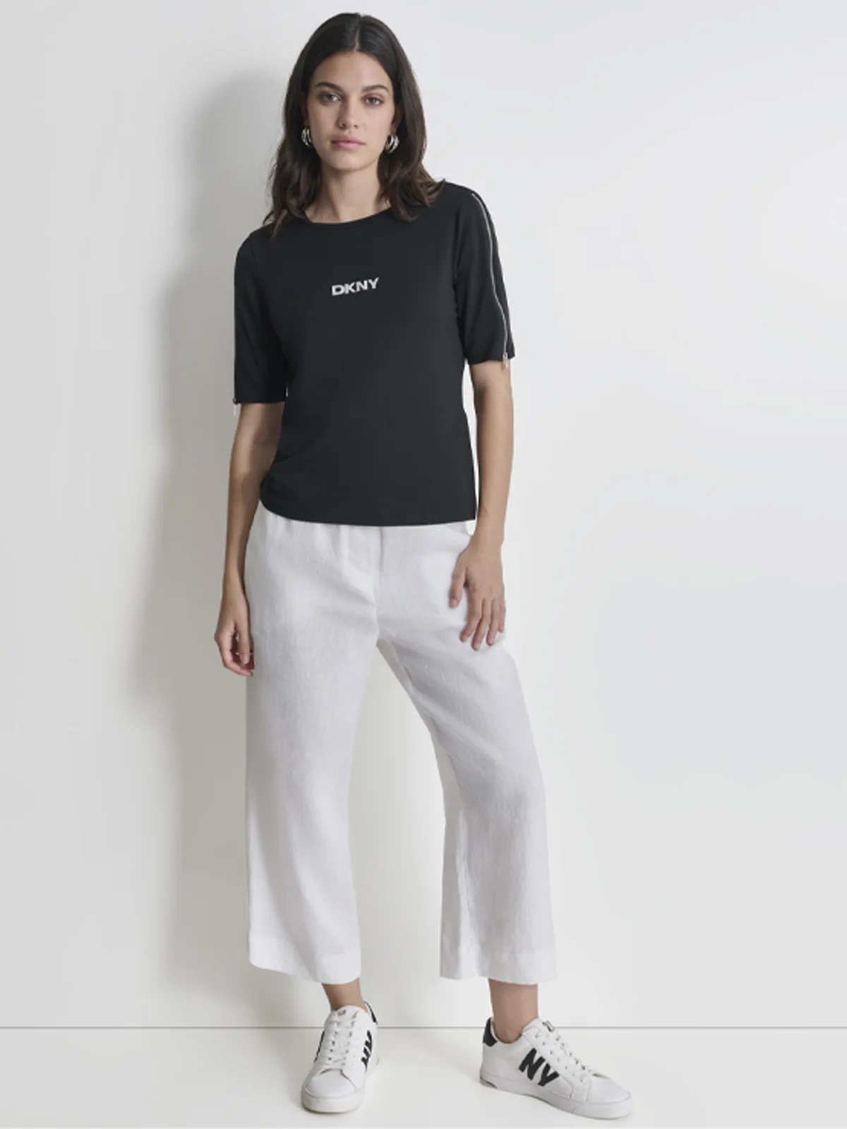 DKNY Áo Thun Nữ Zipr Slv Logo Tshirt