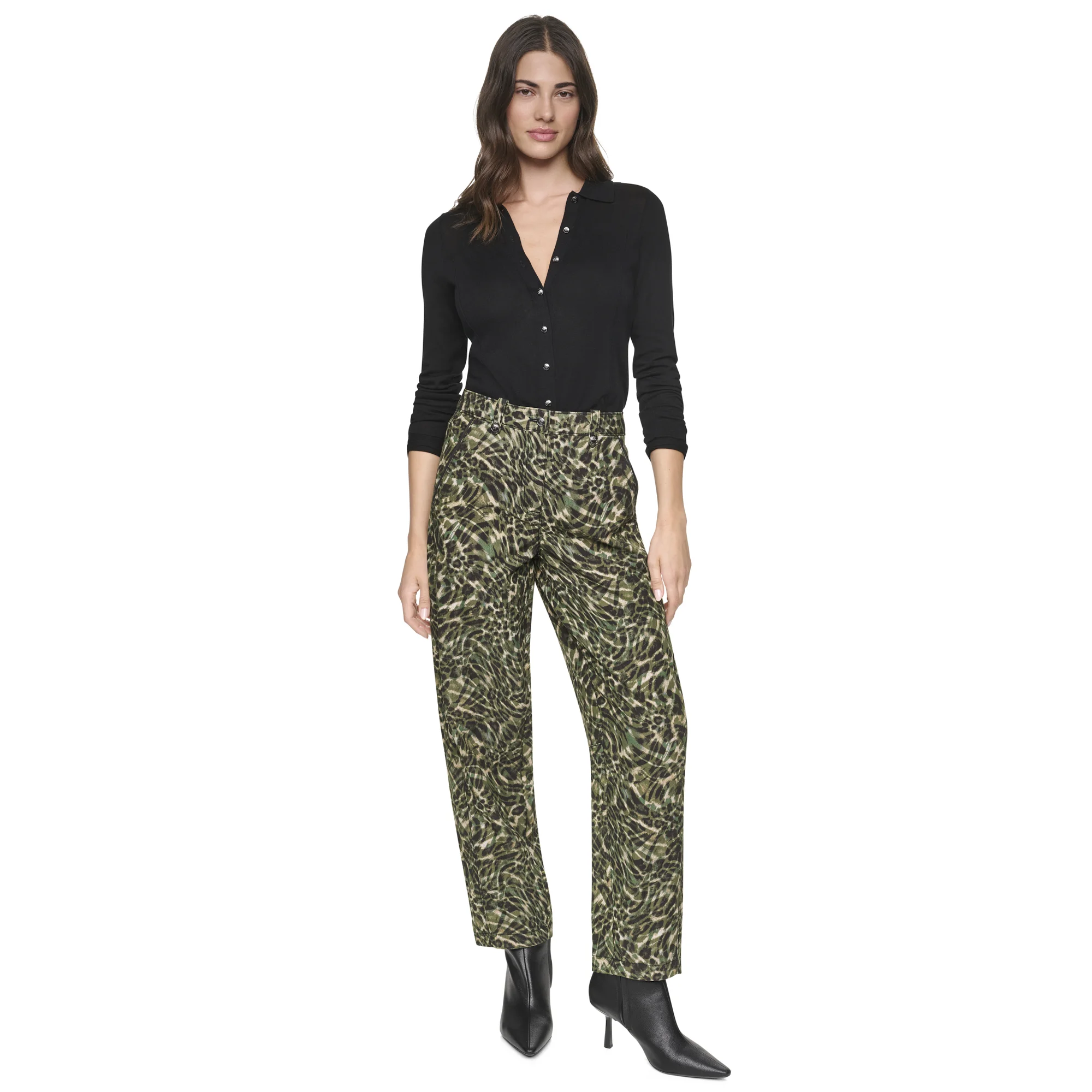 DKNY Quần Dài Nữ Prntd Barrel Leg Sanded Twill 