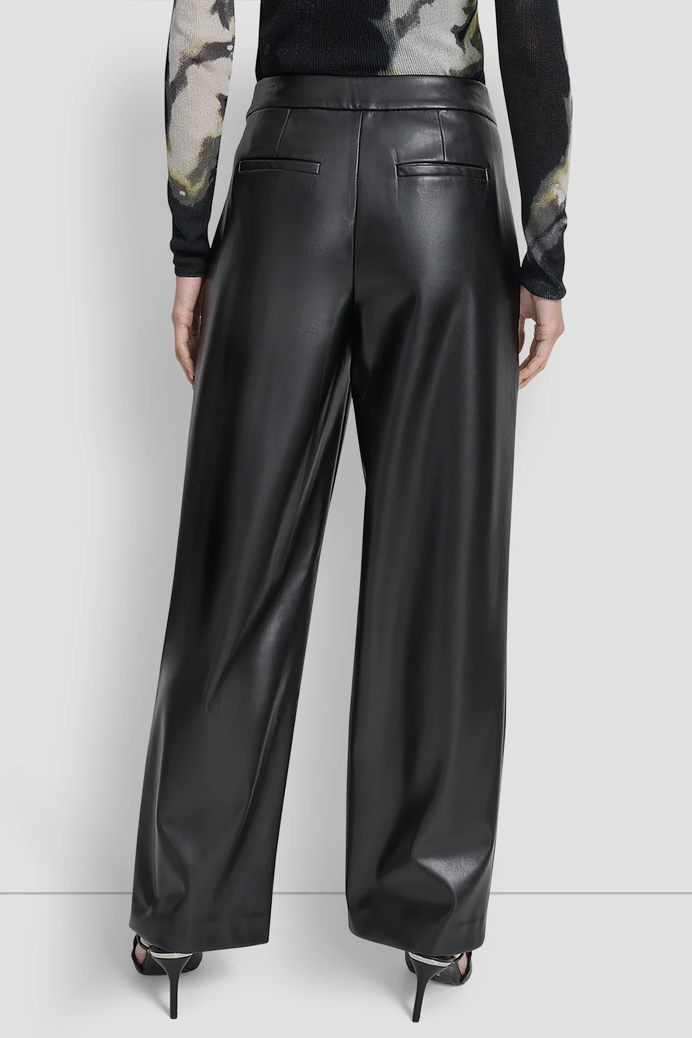 DKNY Quần Nữ Wide Leg Pleat Front Pu Pant