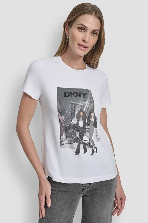 DKNY Áo Thun Nữ S/S 2Gid Conversational Tshirt