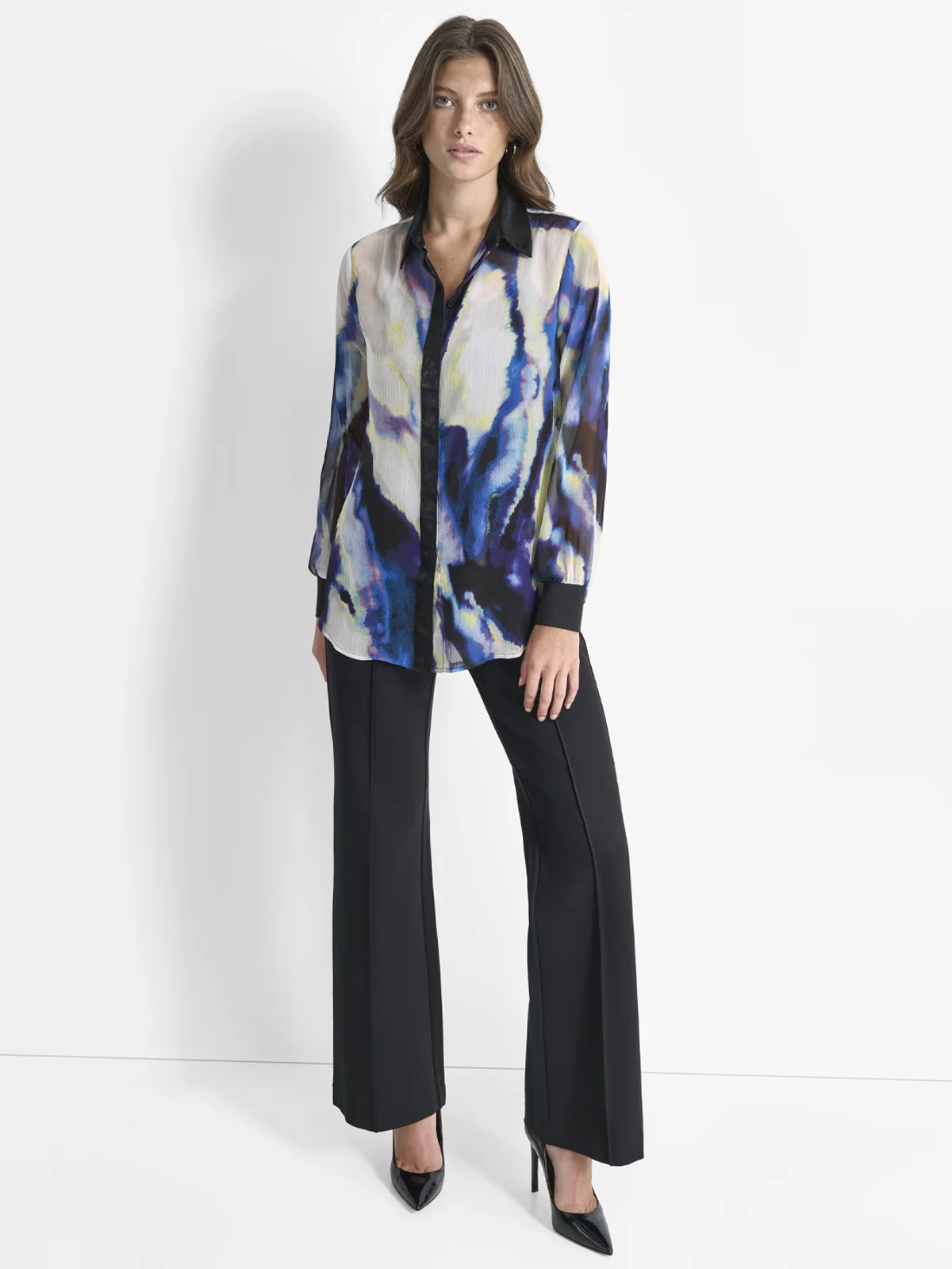 DKNY Áo Sơ Mi Nữ L/S Prnt Chiffon Bttn Dwn Blse
