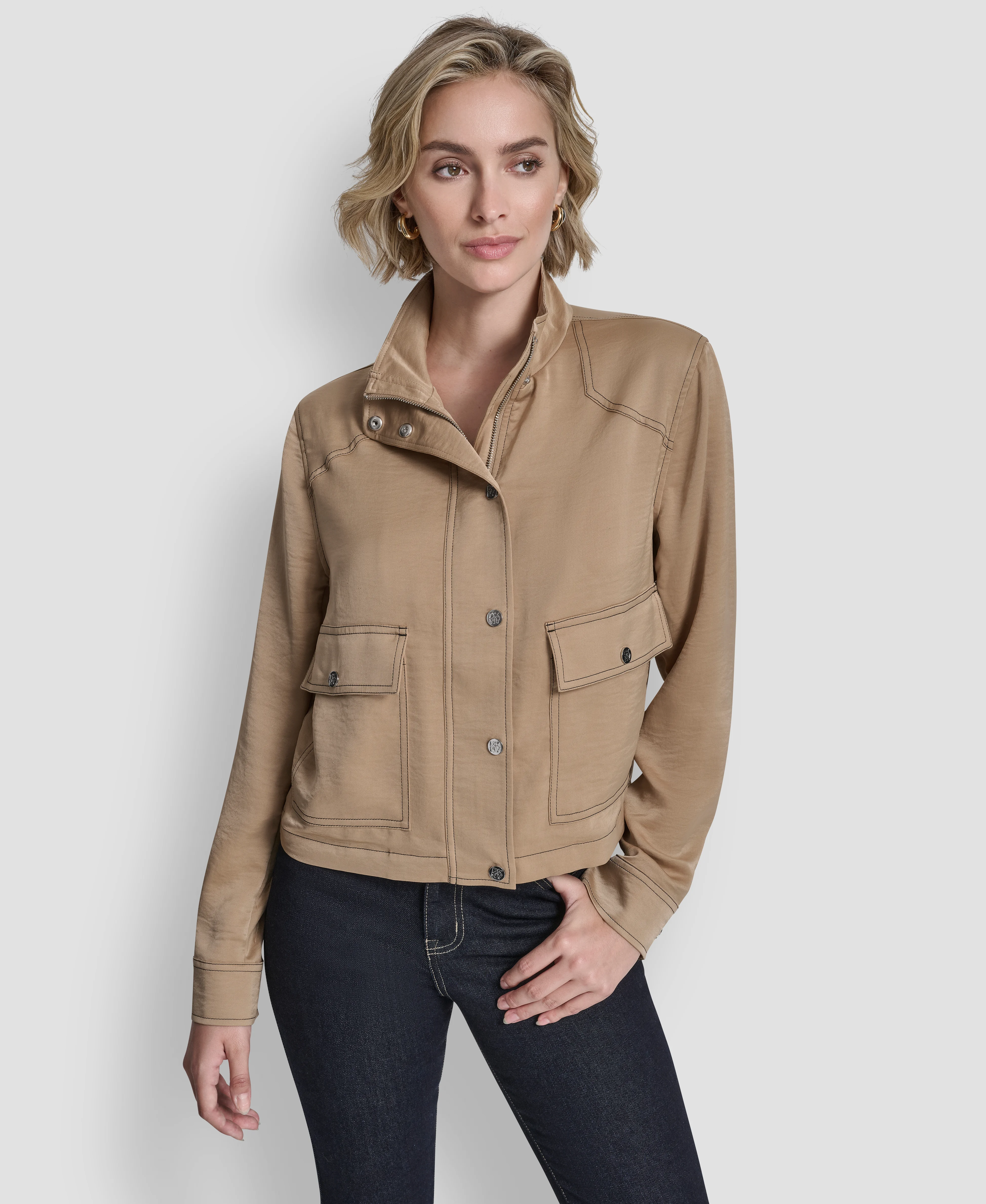 DKNY Áo Khoác Nữ Top Stch Glzd Drssng Jkt