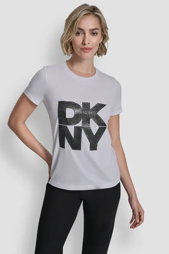 DKNY Áo Thun Nữ S/S Pumiced Stack Logo T Shirt