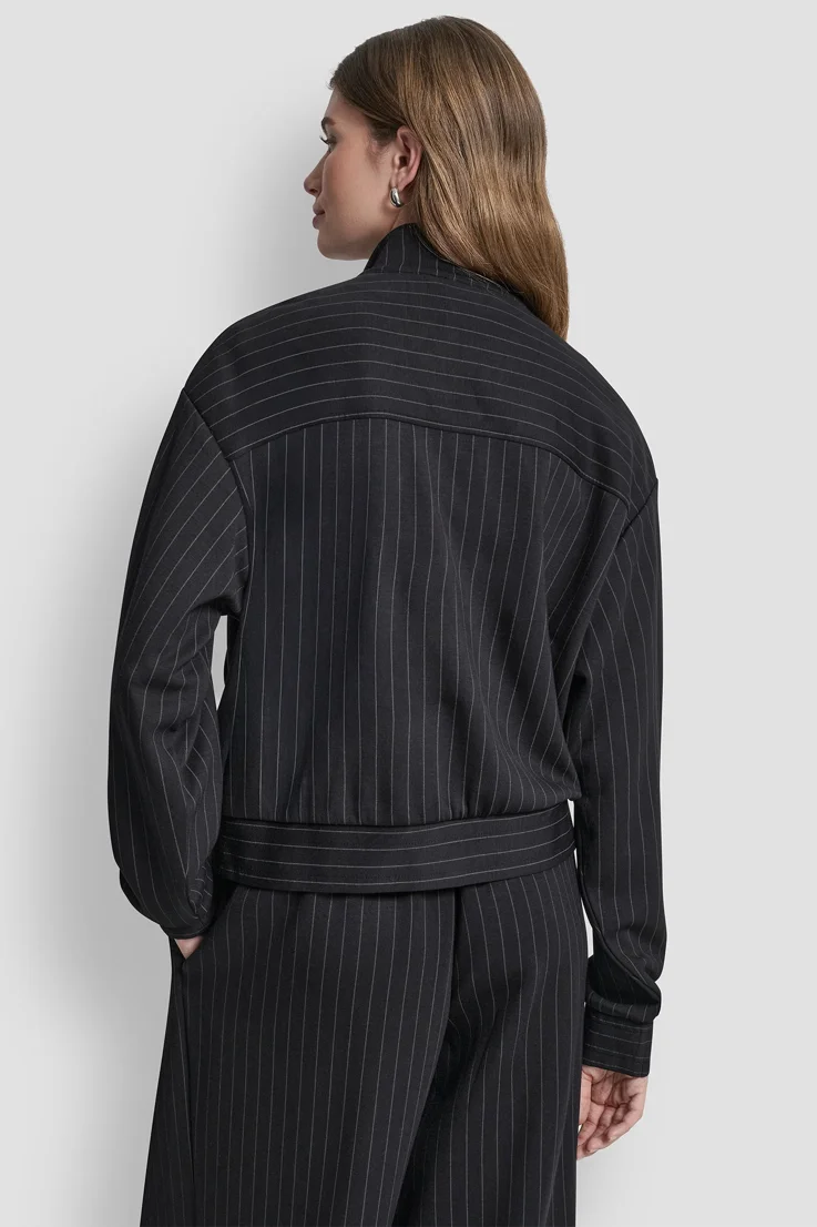 DKNY Áo Khoác Nữ L/S Full Zip Pinstripe Jckt