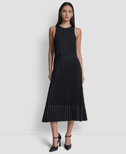 DKNY Đầm Nữ Sl Mix Media Pltd Pane Dress