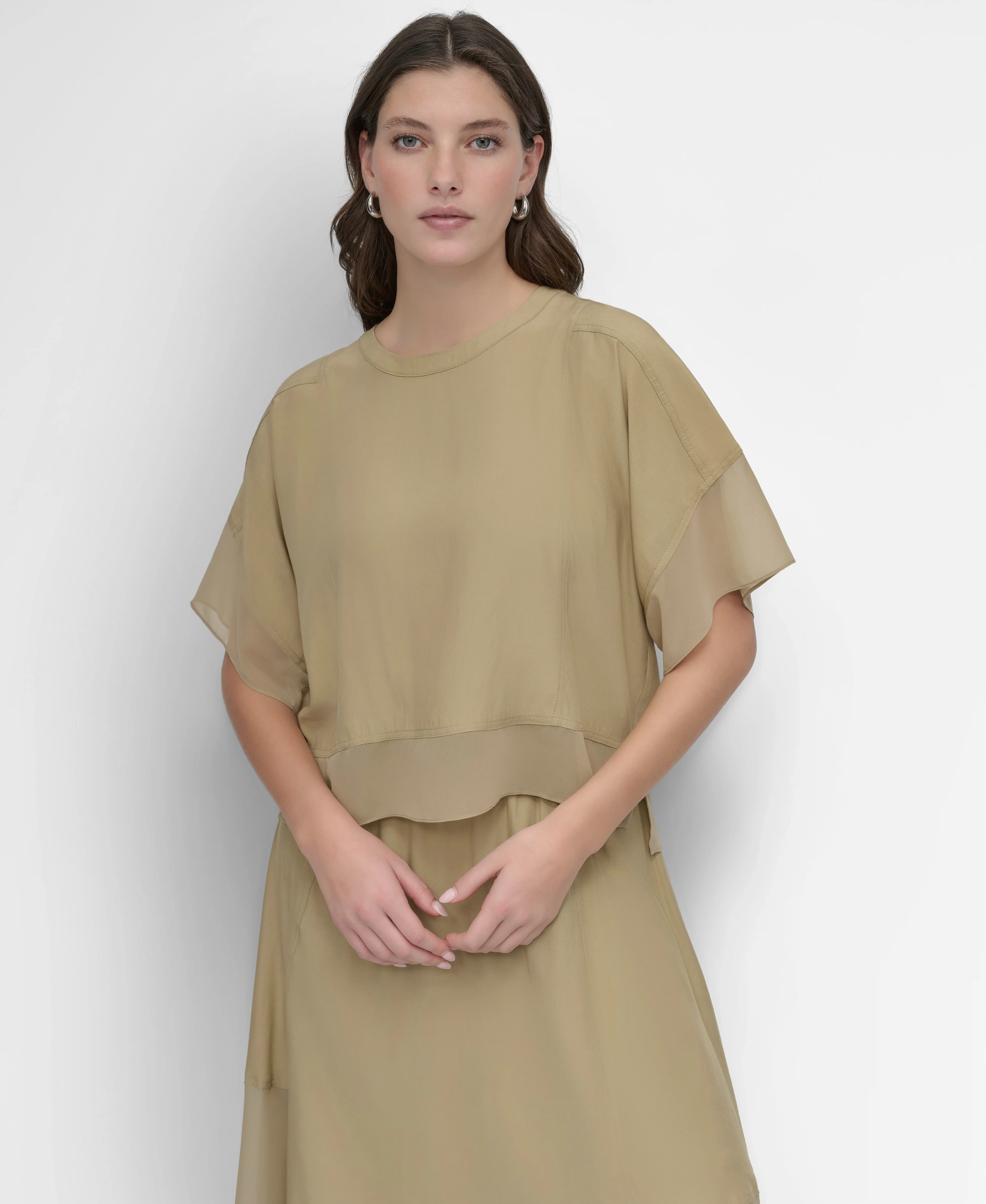 DKNY Áo Kiểu Nữ Dolman Slv Mix Mdia