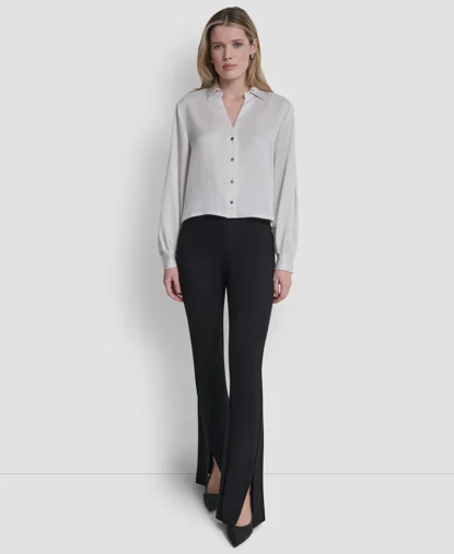 DKNY Áo Sơ Mi Nữ L/S Stud Cllr Y-Neck Sbc Shirt