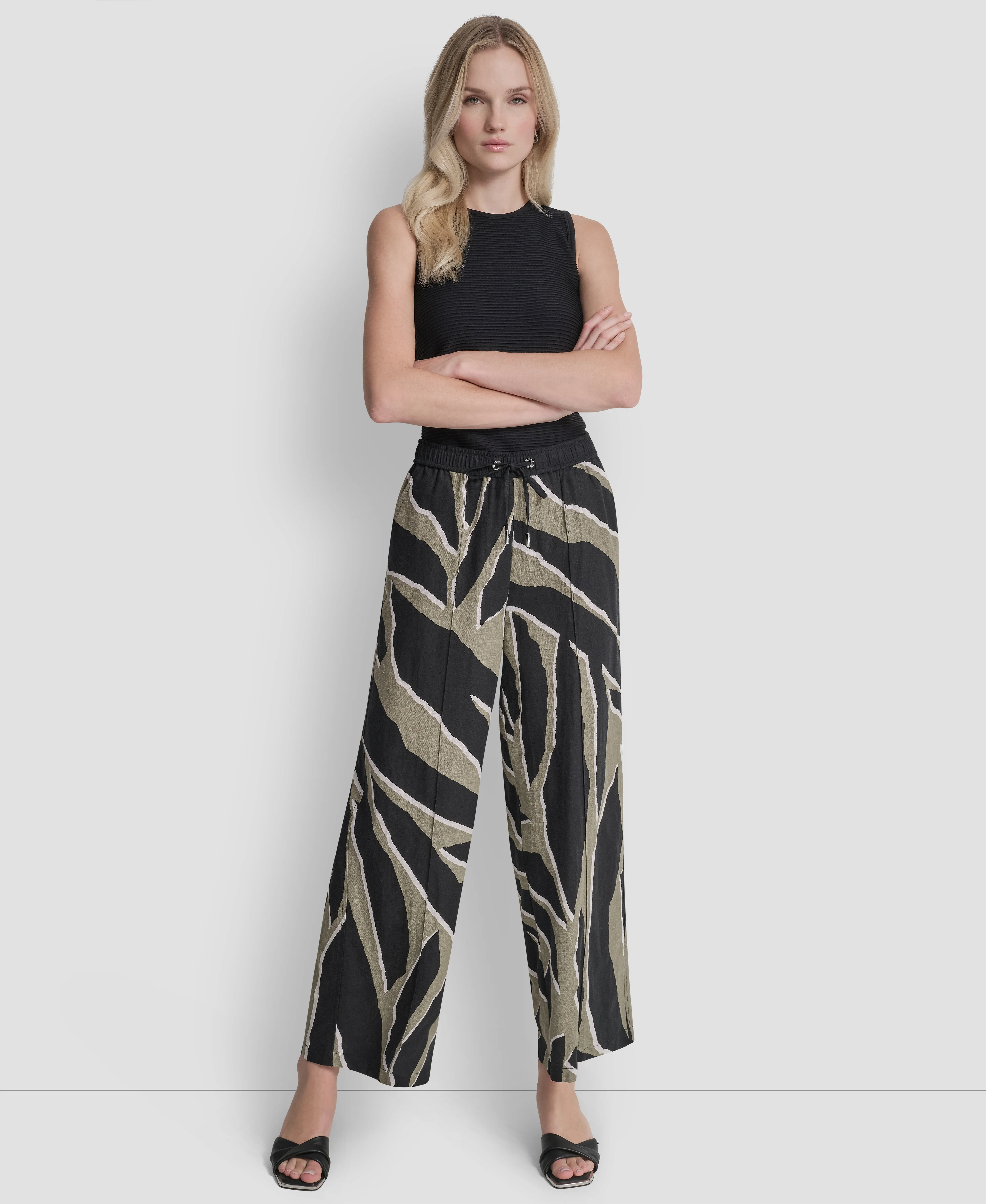DKNY Quần Dài Nữ Prntd Linen Drawstring Pant