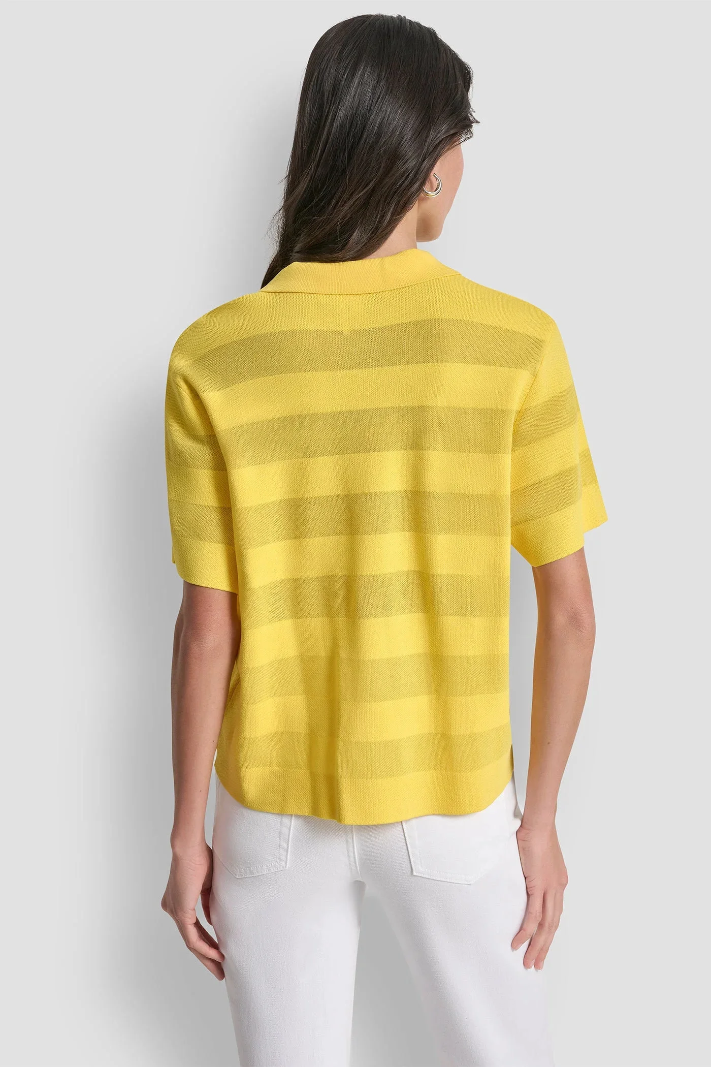 DKNY Áo Len Nữ S/S Sheer Striped Polo Swtr