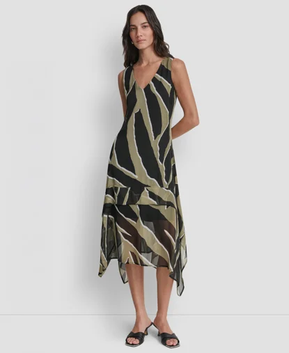 DKNY Đầm Nữ Sl Layer Crinkle Chiffon Dress