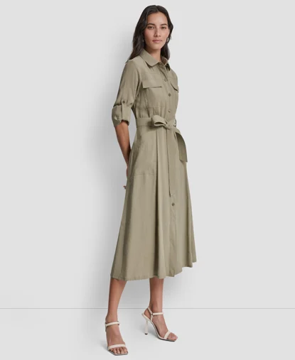 DKNY Đầm Nữ L/S Roll Tab Fuji Cargo Dress