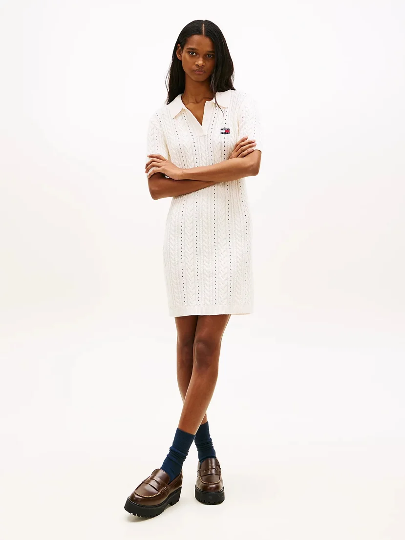 TOMMY JEANS Đầm Nữ TJW Gmd Cable Swt Polo Dress