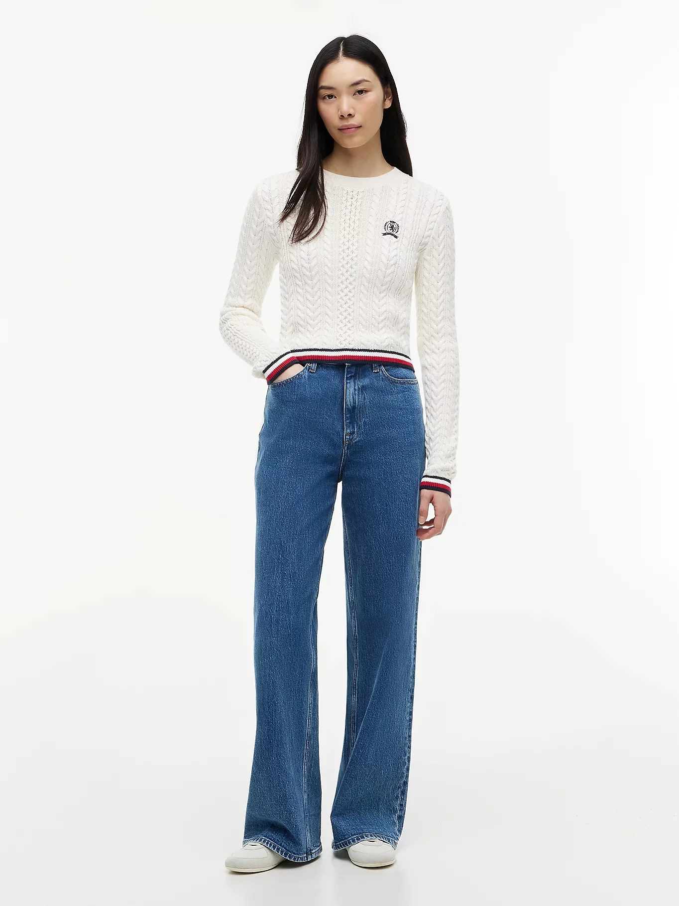 TOMMY JEANS Áo Sweater Nữ Tay Dài TJW RWB Tipping Sweater