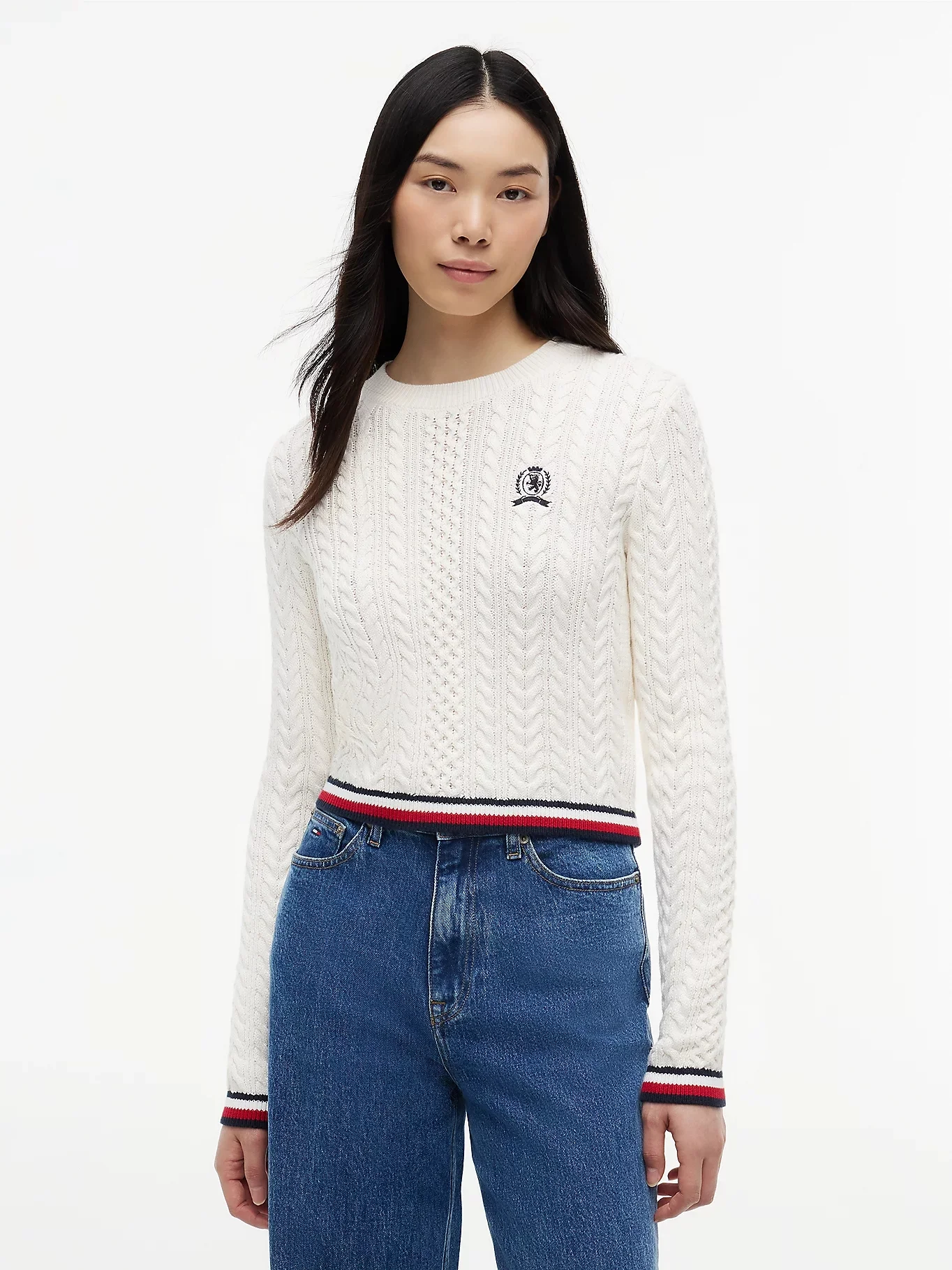 TOMMY JEANS Áo Sweater Nữ Tay Dài TJW RWB Tipping Sweater
