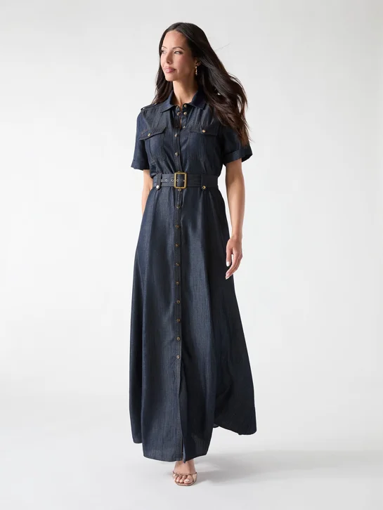GUESS MARCIANO Đầm Nữ - Katie Buttoned Long Dress