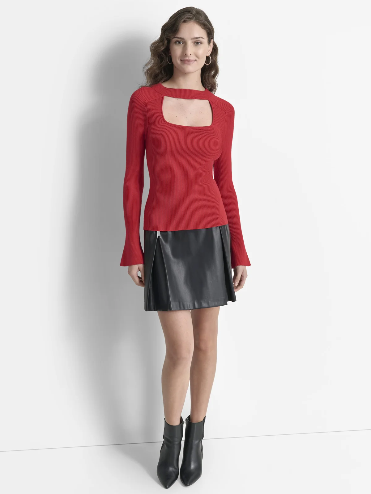 DKNY Áo Len Nữ L/S Bell Slv Frnt Cutout Swtr