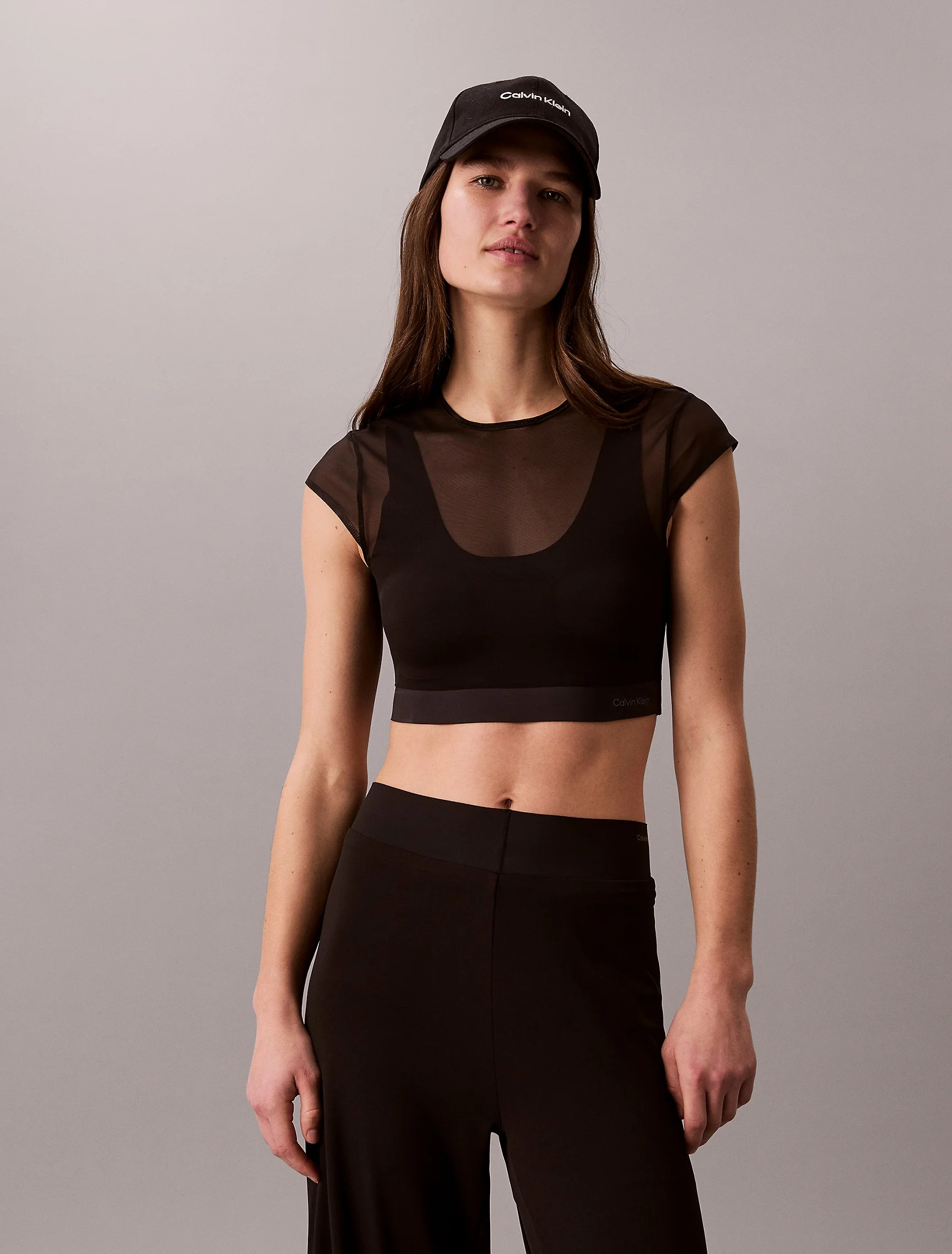 CK SPORT Áo Thun Thể Thao Nữ Icon Sport Sculpt Top