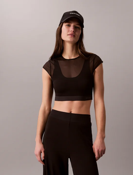 CK SPORT Áo Thun Thể Thao Nữ Icon Sport Sculpt Top