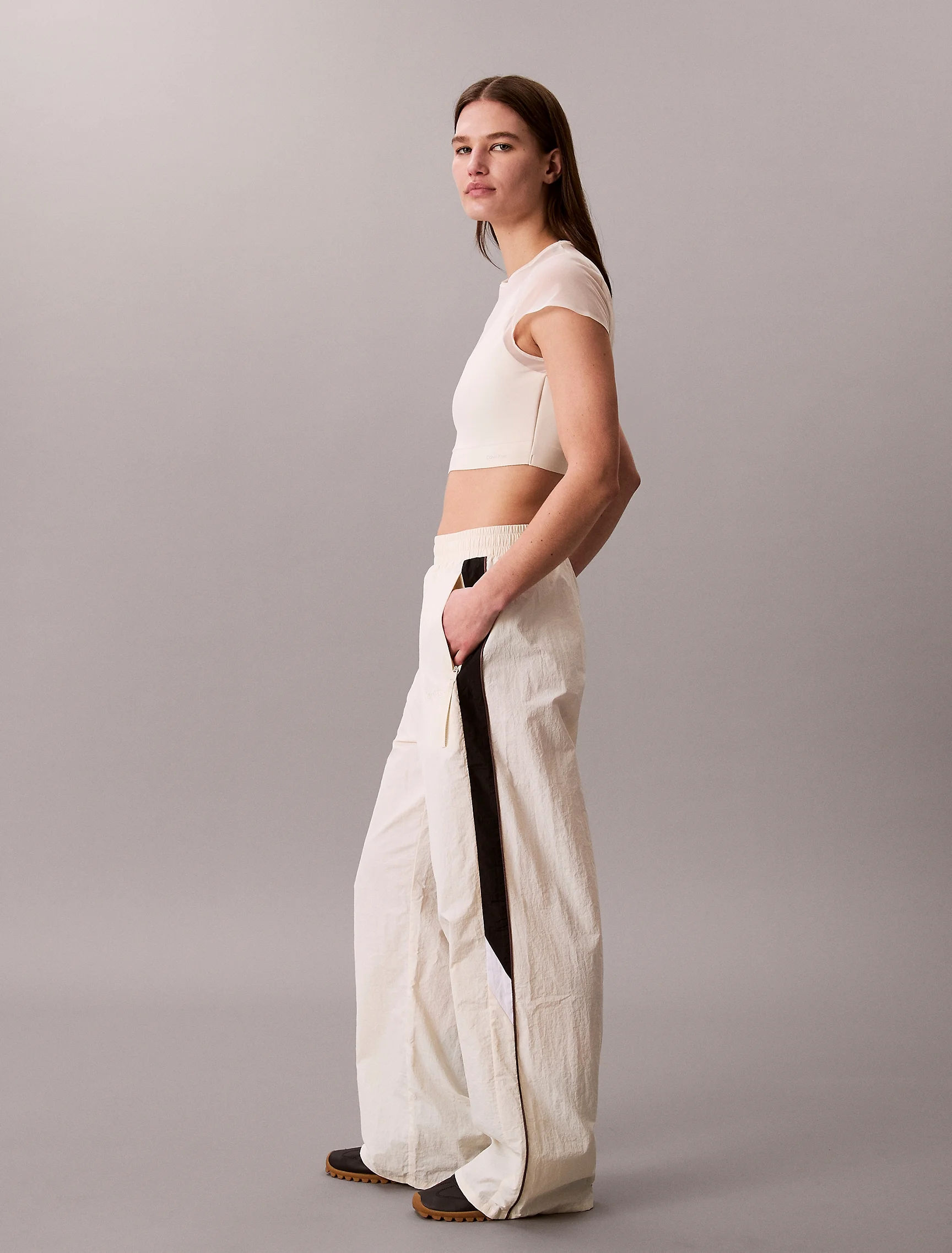 CK SPORT Quần Dài Thể Thao Nữ Icon Sport Wide Leg Track Pants