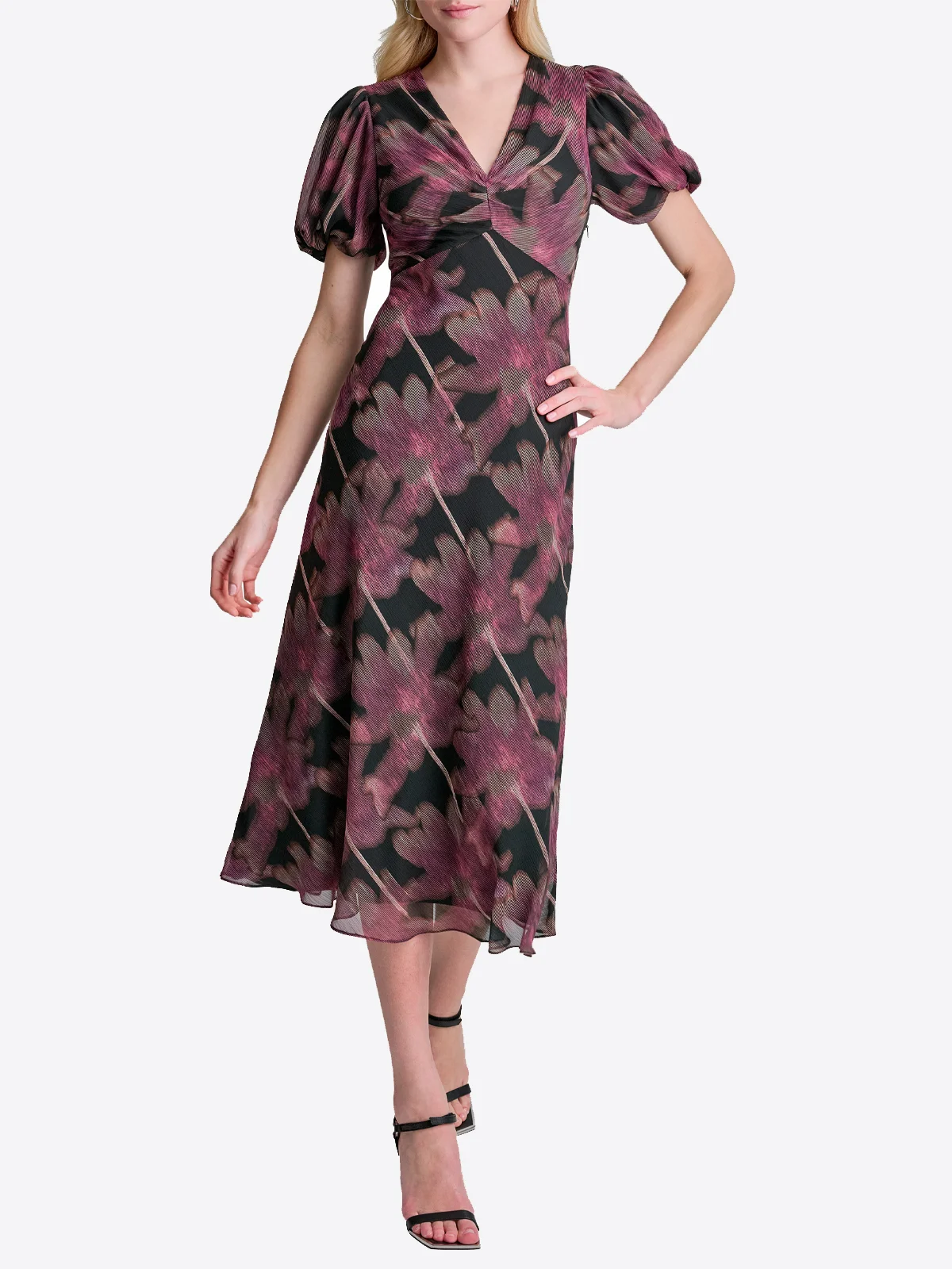 DKNY Đầm Nữ Vneck S/S Midi