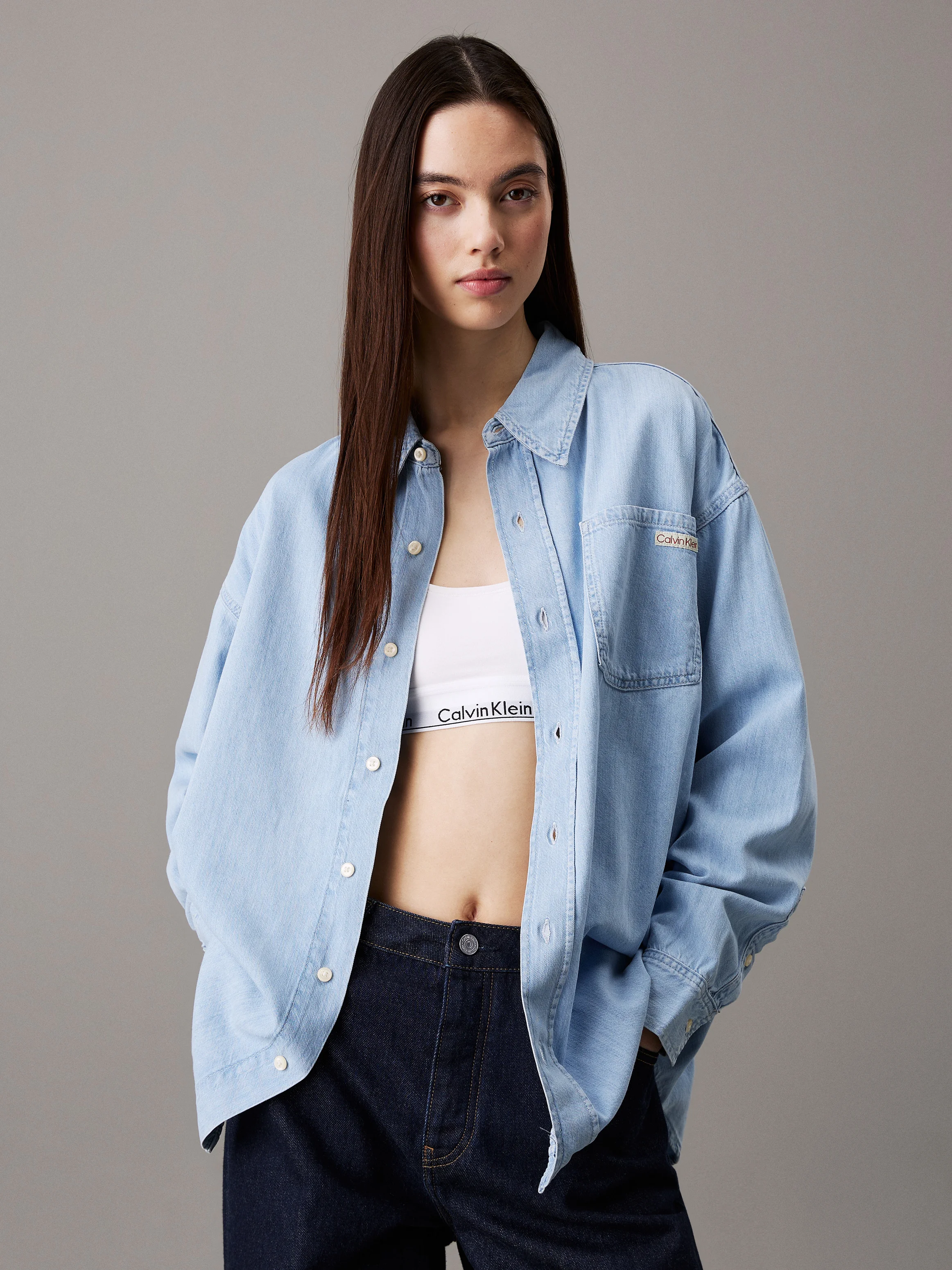 CK JEANS Áo Sơ Mi Nữ Oversized Fit