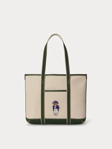POLO RALPH LAUREN Túi Tote Thời Trang Nữ Polo Bear Canvas Small Shopper Tote