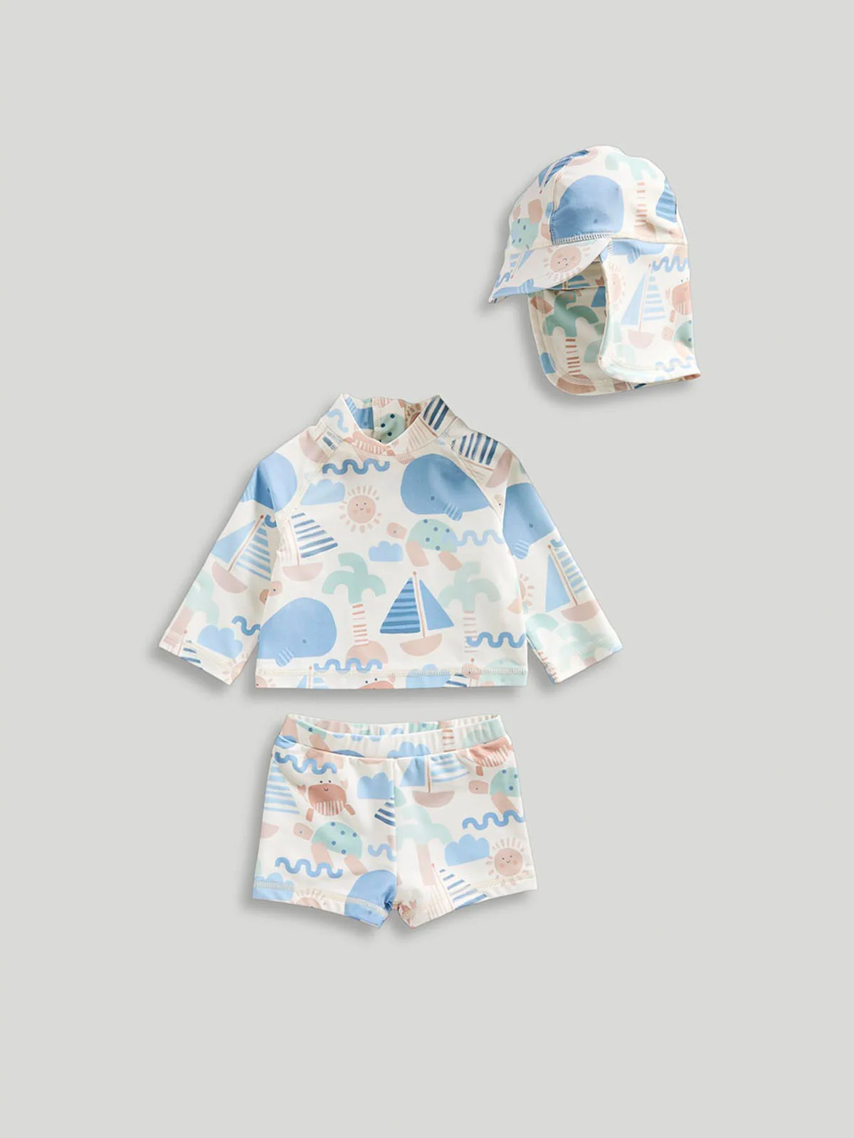 mothercare Bộ 3 món - áo, quần, nón bé trai