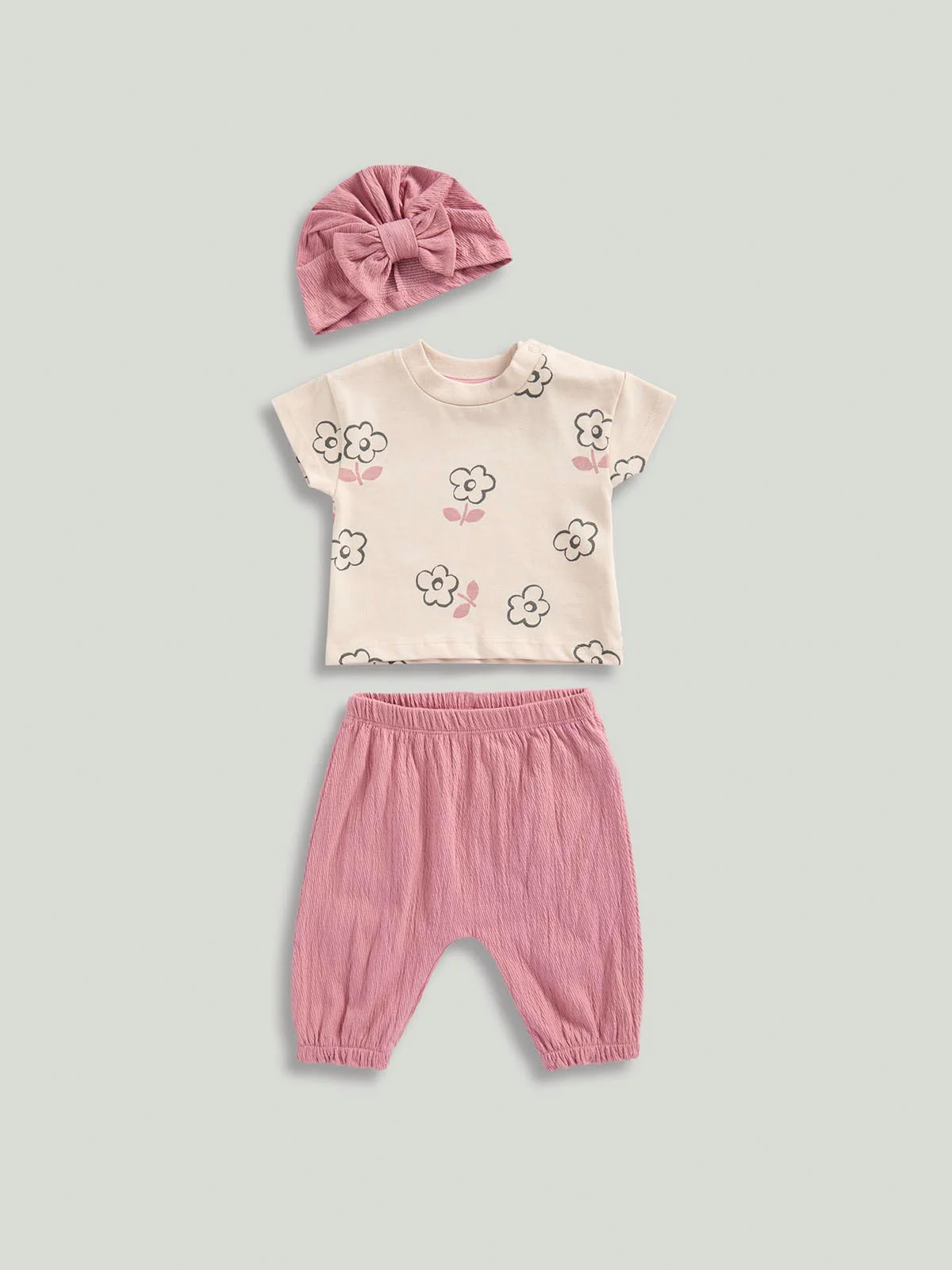 mothercare Bộ 3 - áo thun, quần, nón bé gái