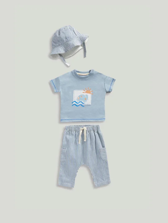 mothercare Bộ 3 - áo, quần, nón bé trai