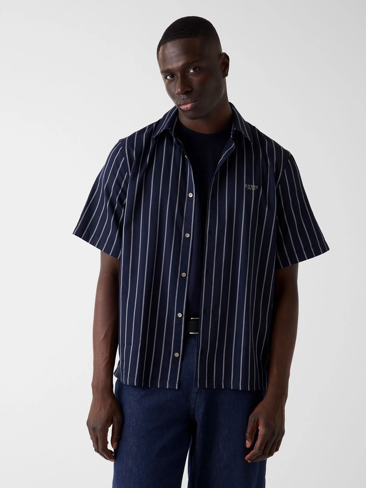 GUESS MAN Áo Sơ Mi Nam - Ss Yarn Dyed Crinkle Shirt