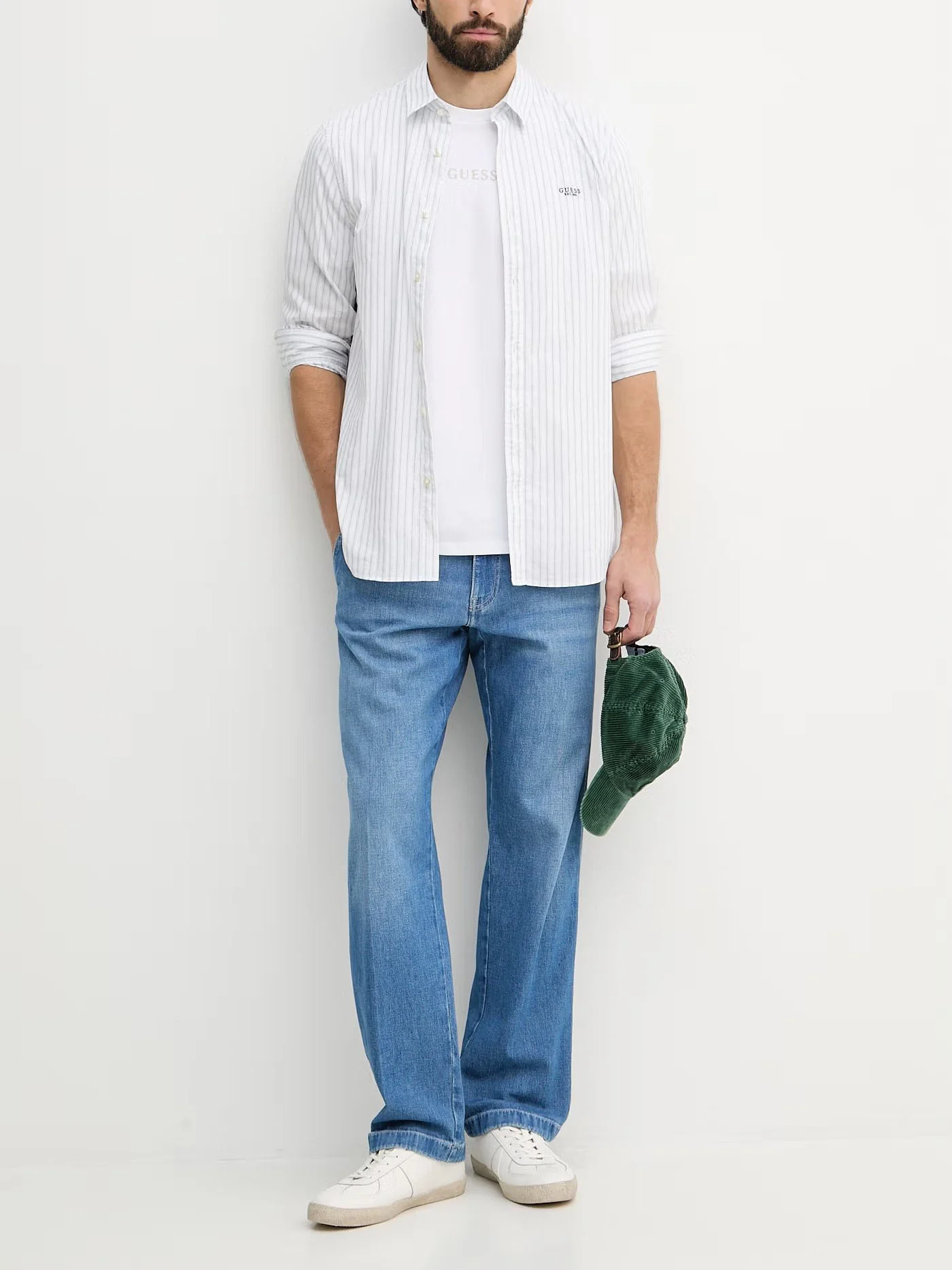 GUESS MAN Áo Sơ Mi Nam - Ls Yarn Dyed Jacquaurd Striped