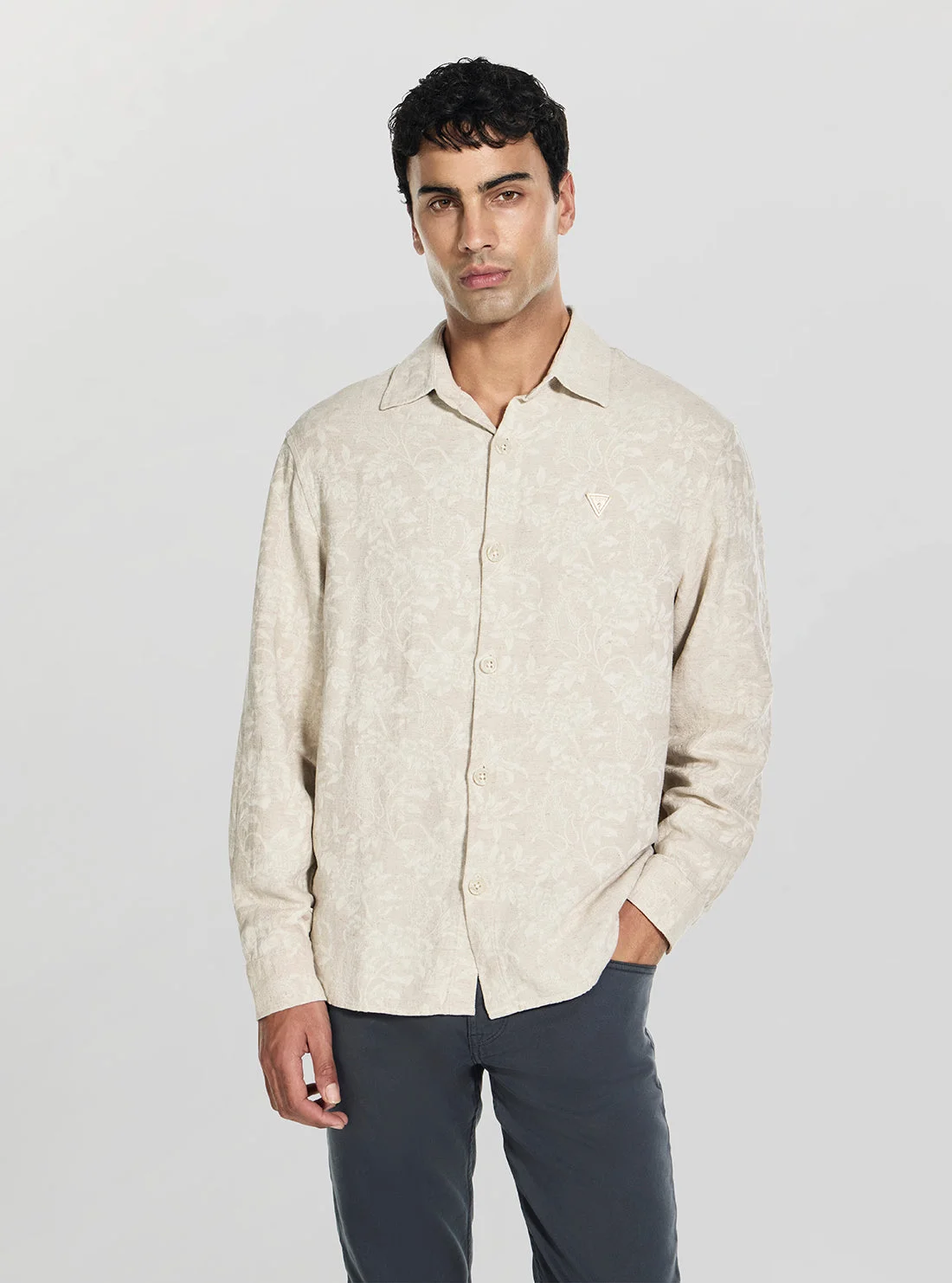 GUESS MAN Áo Sơ Mi Nam - Ls Pkt Jacquard Floreal Oversh