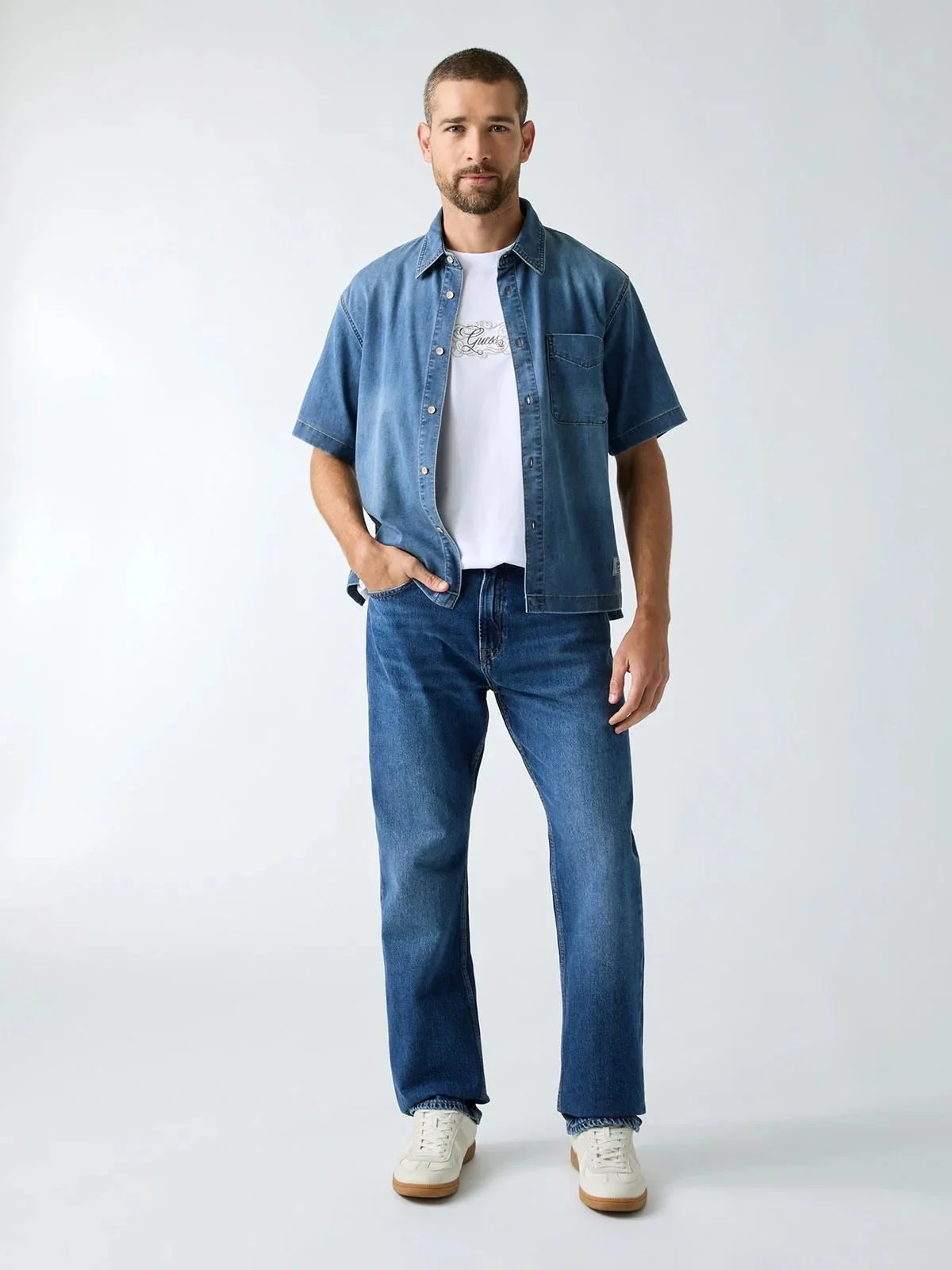 GUESS MAN Áo Jeans Nam - Men Sl Denim Shirt