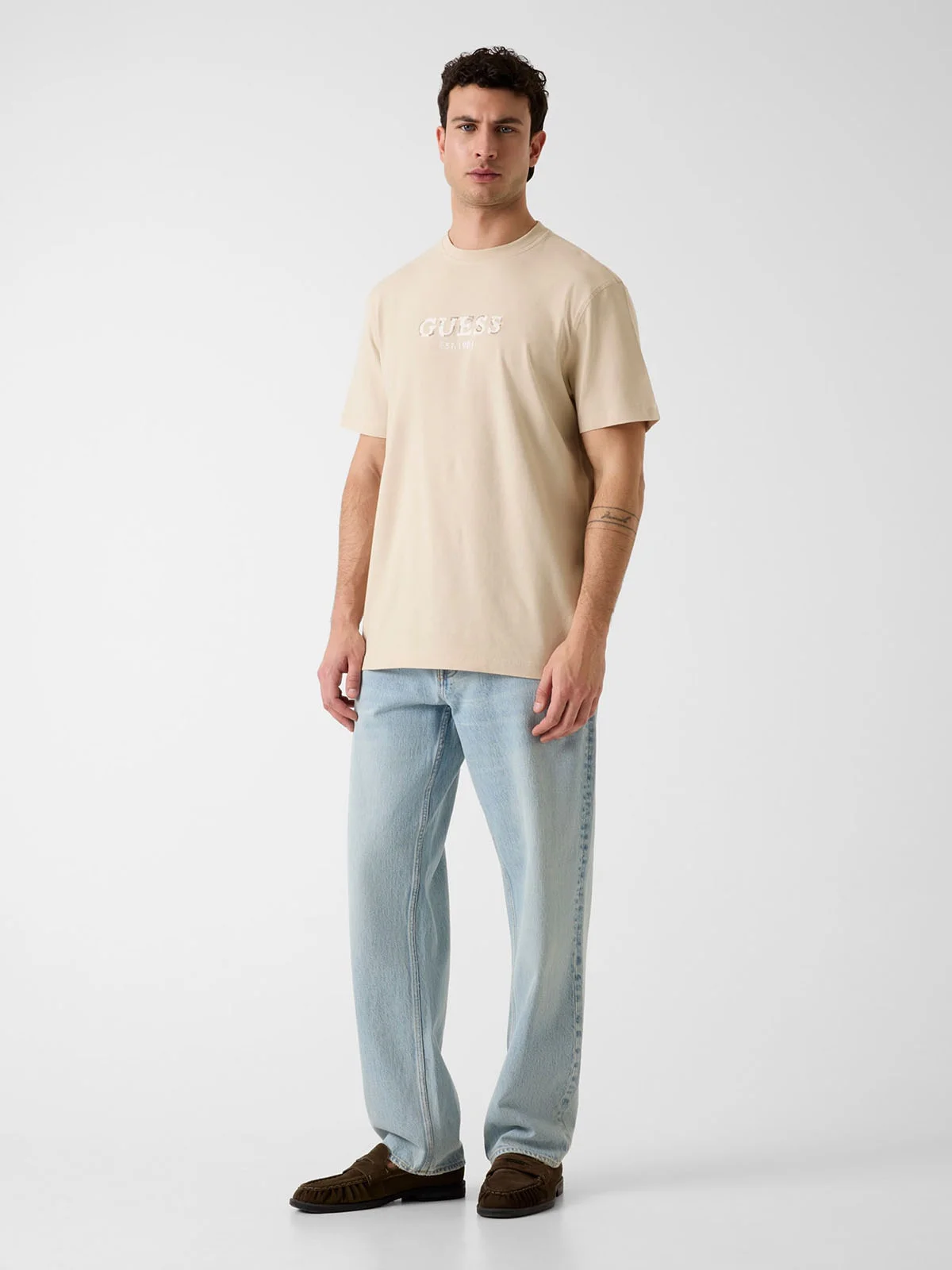 GUESS MAN Áo Thun Nam - Cn Ss Guess Logo Contrast Stit