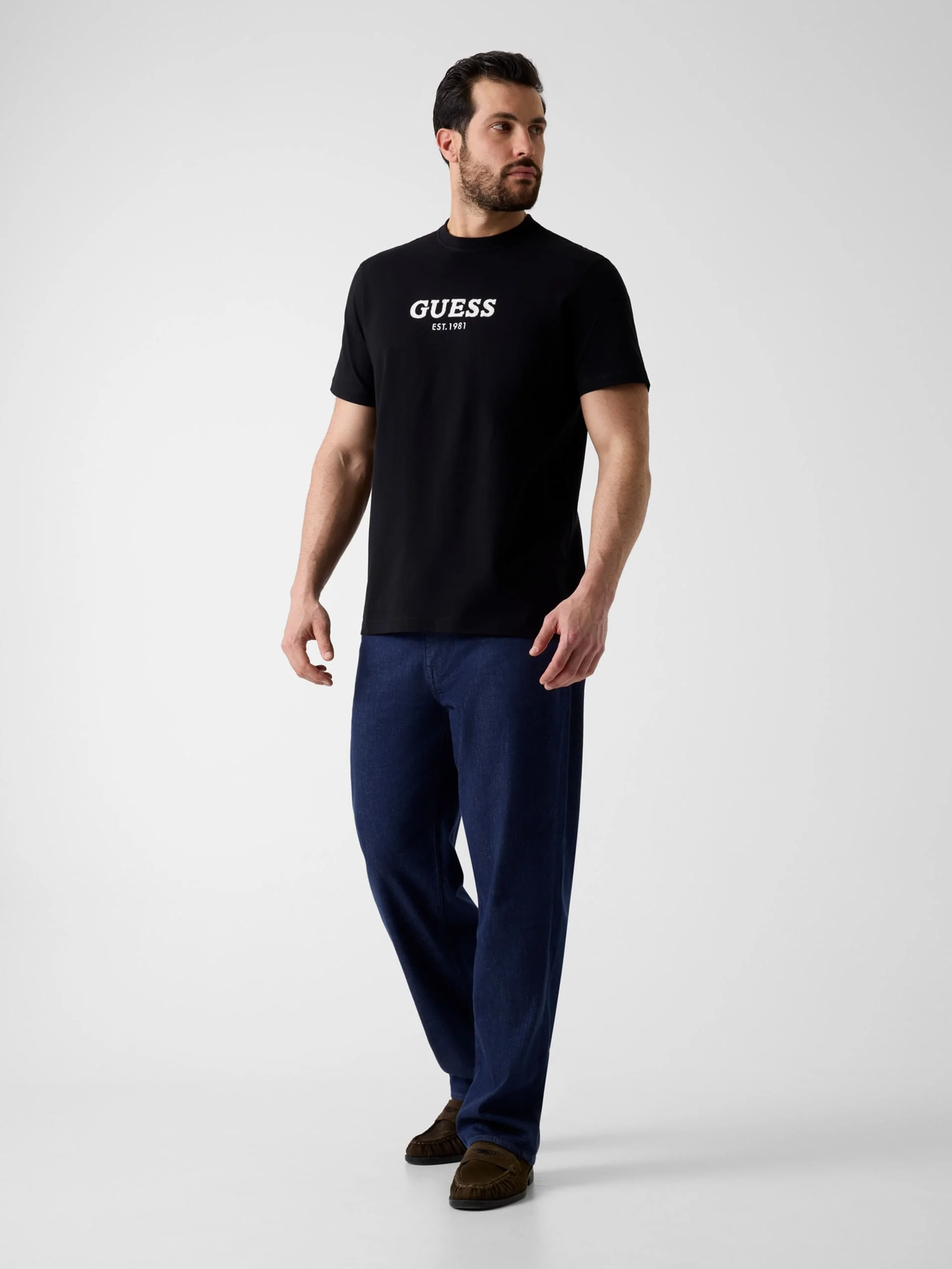 GUESS MAN Áo Thun Nam - Cn Ss Guess Logo Contrast Stit