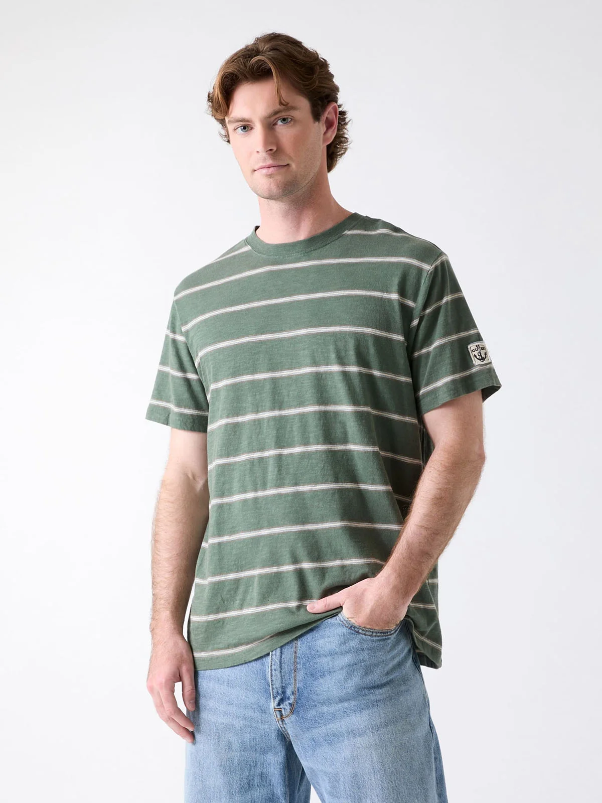 GUESS MAN Áo Thun Nam - Stripes Acid Wash Tee