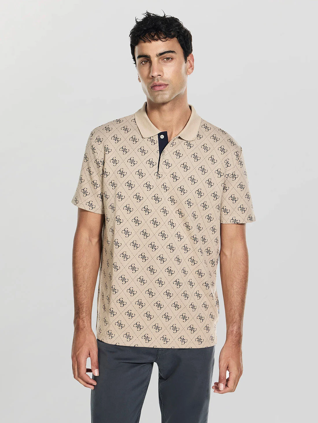 GUESS MAN Áo Polo Nam - Ss All Over 4G Jacqaurd Polo