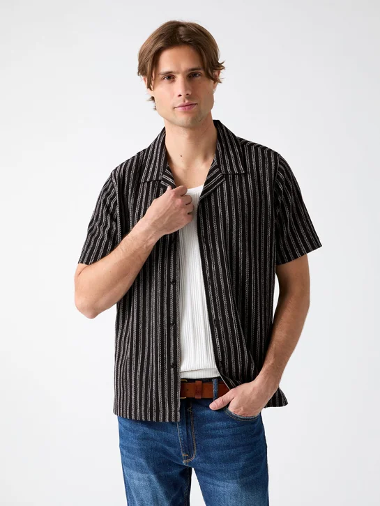 GUESS MAN Áo Sơ Mi Nam - Resort Blend Textured Ss Shirt