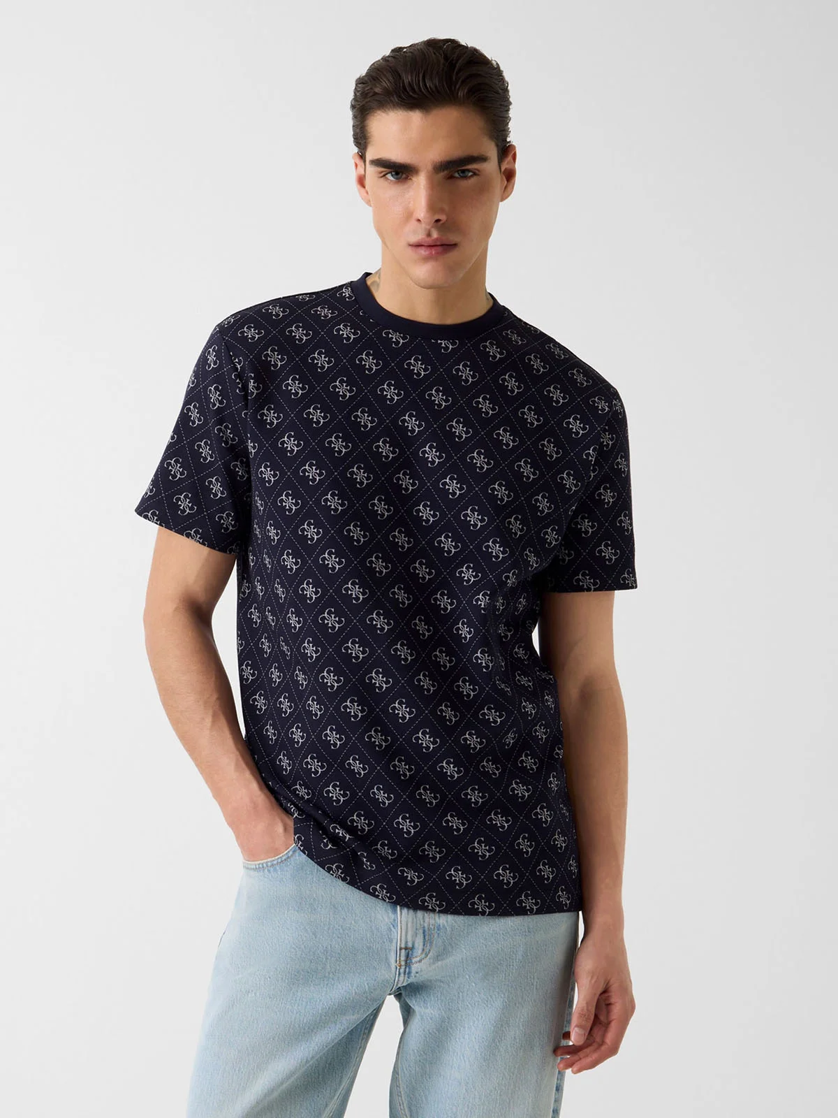 GUESS MAN Áo Thun Nam - Cn Ss Jacquard 4G Knit Top