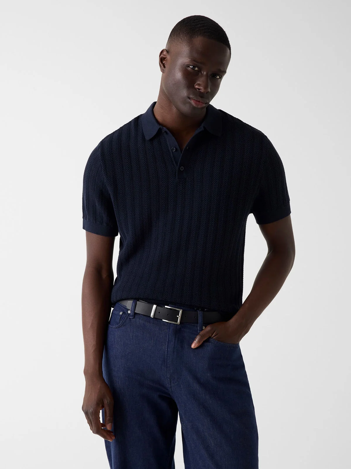 GUESS MAN Áo Len Cổ Polo Nam - Lonny Polo Ss Harringbone Stit