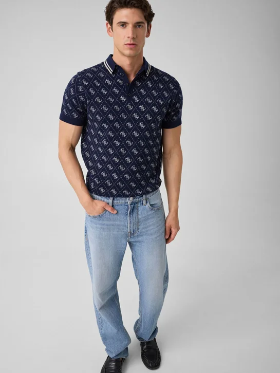 GUESS MAN Áo Len Polo Nam - Marlin Polo Ss 4G Logo Jacq Sw