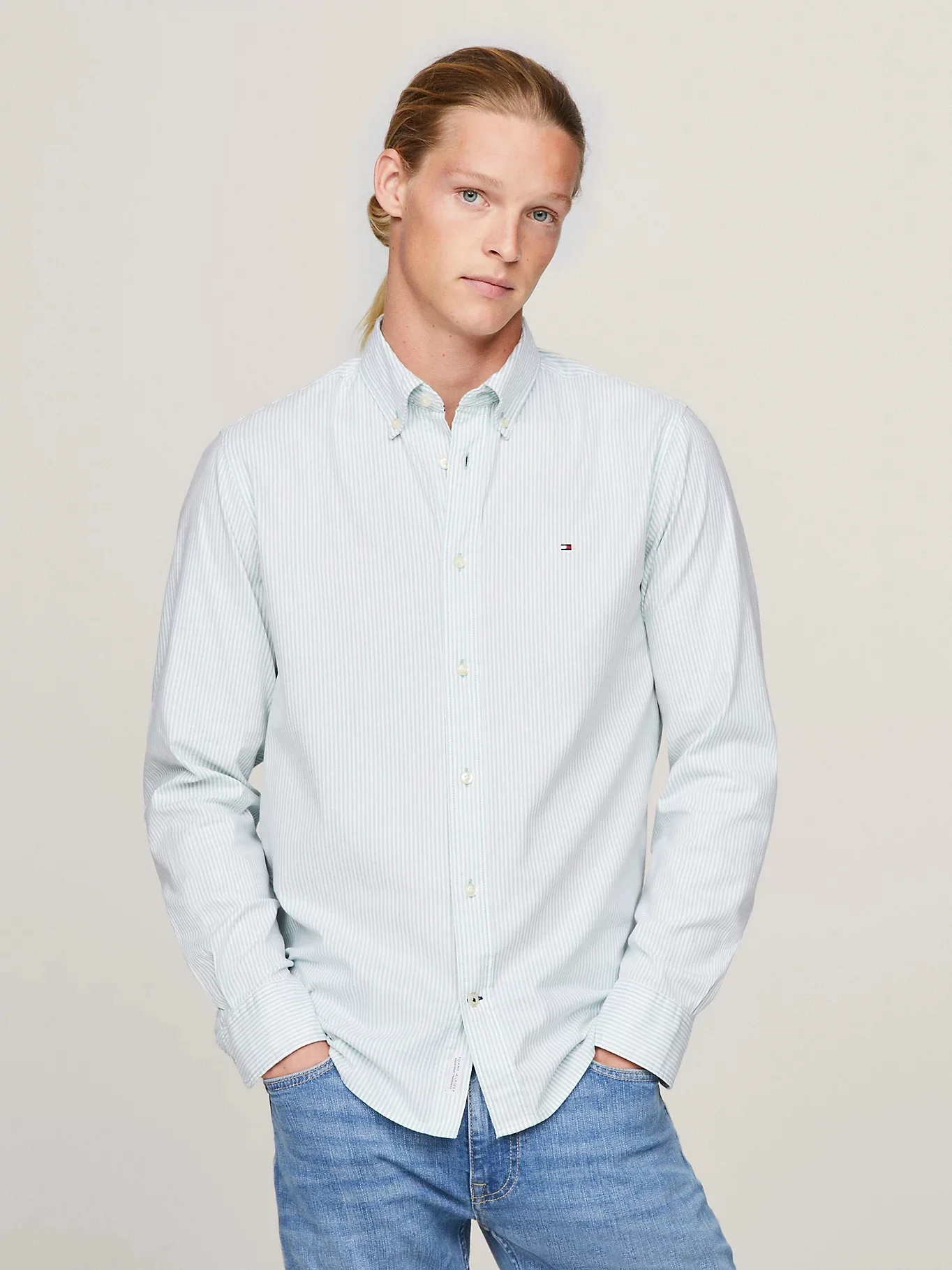 TOMMY HILFIGER Áo Sơ Mi Nam Tay Dài 1985 Flex Oxford Stripe RF Shirt